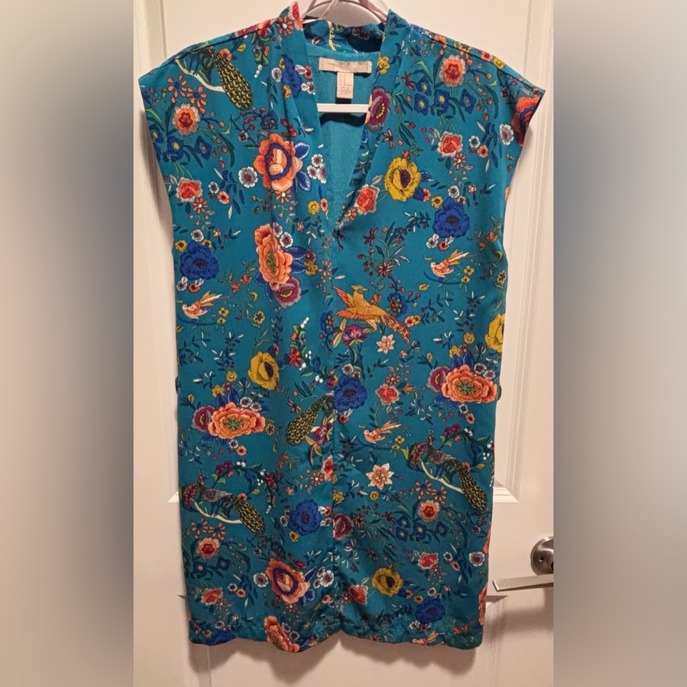 Forever21 Contemporary Dress in teal Sz M floral tropical summery
